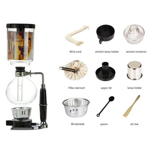 Cafetera sifón de estilo japonés, cafetera resistente de vidrio para elaboración de cerveza para 5 tazas - Café la Meca