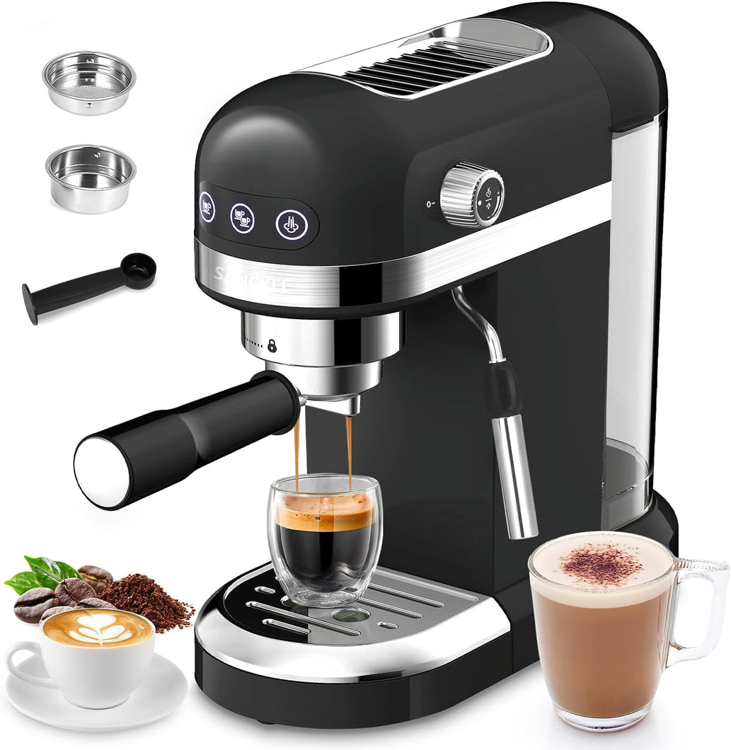 Máquina de Espresso y Cappuccino 20 Bares,Cafetera Espresso Electricas con Espumadora de Leche,Pantalla Táctil Compacta Máquina de Café para Capuchinos,Latte y Macchiato,1.4L Tanque de Agua,1350W - Café la Meca