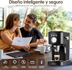 Máquina de Espresso y Capuchino 20 Bares SANGKEE, Cafetera Cápsulas Nespresso y Café Molido con Espumador de Leche para Espresso Cappuccino Mocha y Latte para Barista en casa (ESS2) - Café la Meca