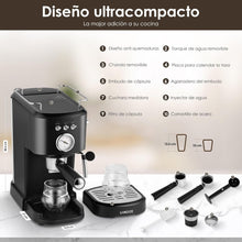 Cargar imagen en el visor de la galería, Máquina de Espresso y Capuchino 20 Bares SANGKEE, Cafetera Cápsulas Nespresso y Café Molido con Espumador de Leche para Espresso Cappuccino Mocha y Latte para Barista en casa (ESS2) - Café la Meca
