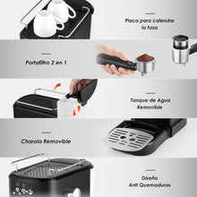 Cargar imagen en el visor de la galería, Máquina de Espresso y Capuchino 20 Bares SANGKEE, Cafetera Cápsulas Nespresso y Café Molido con Espumador de Leche para Espresso Cappuccino Mocha y Latte para Barista en casa (ESS2) - Café la Meca
