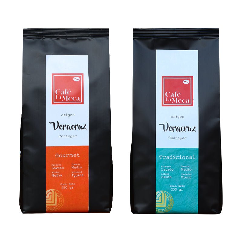 Paquete de muestras Café La Meca Gourmet y Tradicional - Paquetes de 250 gr - Café la Meca
