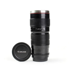 Termo de acero inoxidable con forma de lente cannon, con capacidad de 440 ml - Café la Meca