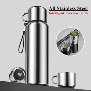 Termo inteligente de acero inoxidable, botella de agua, cilindro aislada de acero inoxidable para termos, incluye taza de vacío, pantalla de temperatura, termo, tazas de café PRODUCTO DE IMPORTACIÓN - Café la Meca