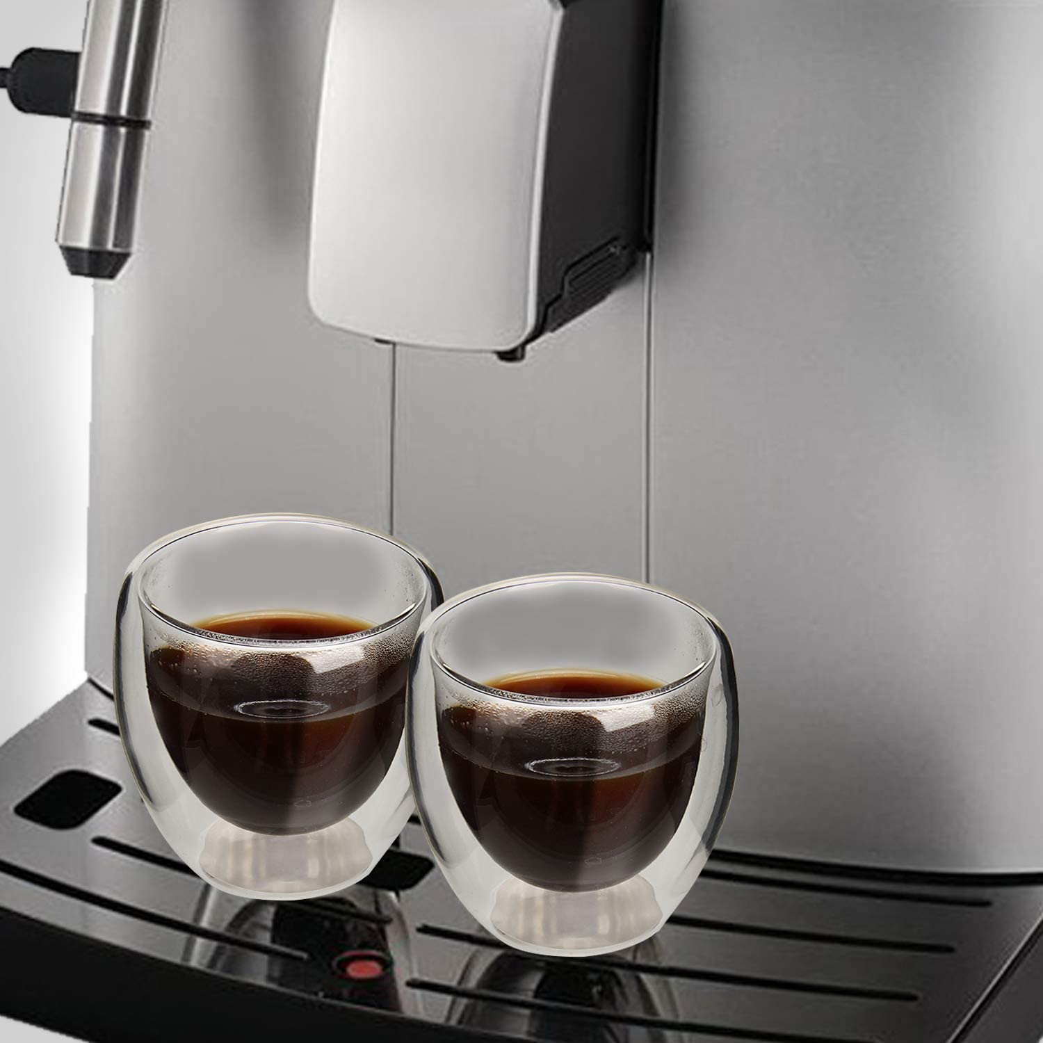 Tazas de café de vidrio de doble pared, tazas de café expreso de vidrio con  asa, taza de café aislad…Ver más Tazas de café de vidrio de doble pared